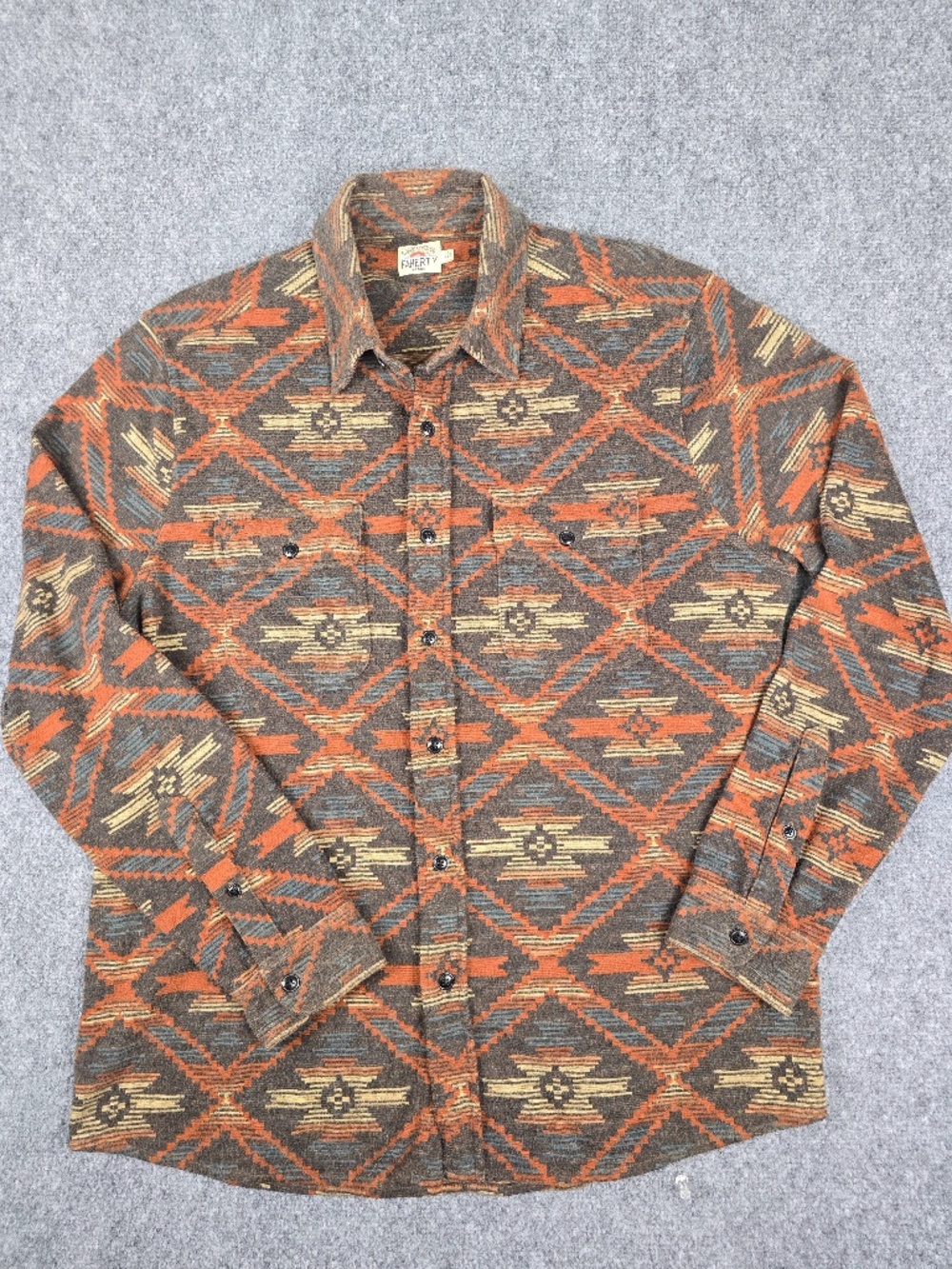 Faherty x Doug Good Feather Legend Sweater Shirt Western Range Shadow L Large